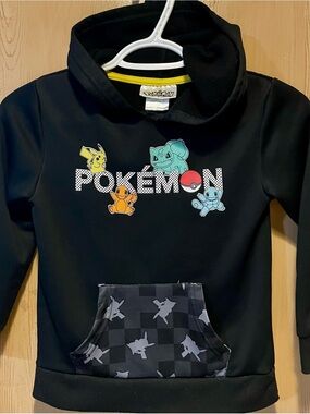 Pokémon Black Graphic Hoodie Kids Pikachu Bulbasaur Squirtle Charmander